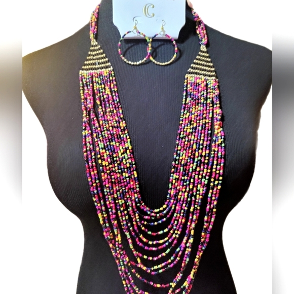Charming Charlie Jewelry - Charming Charlie Colorful Seed Bead Necklace and Earrings New